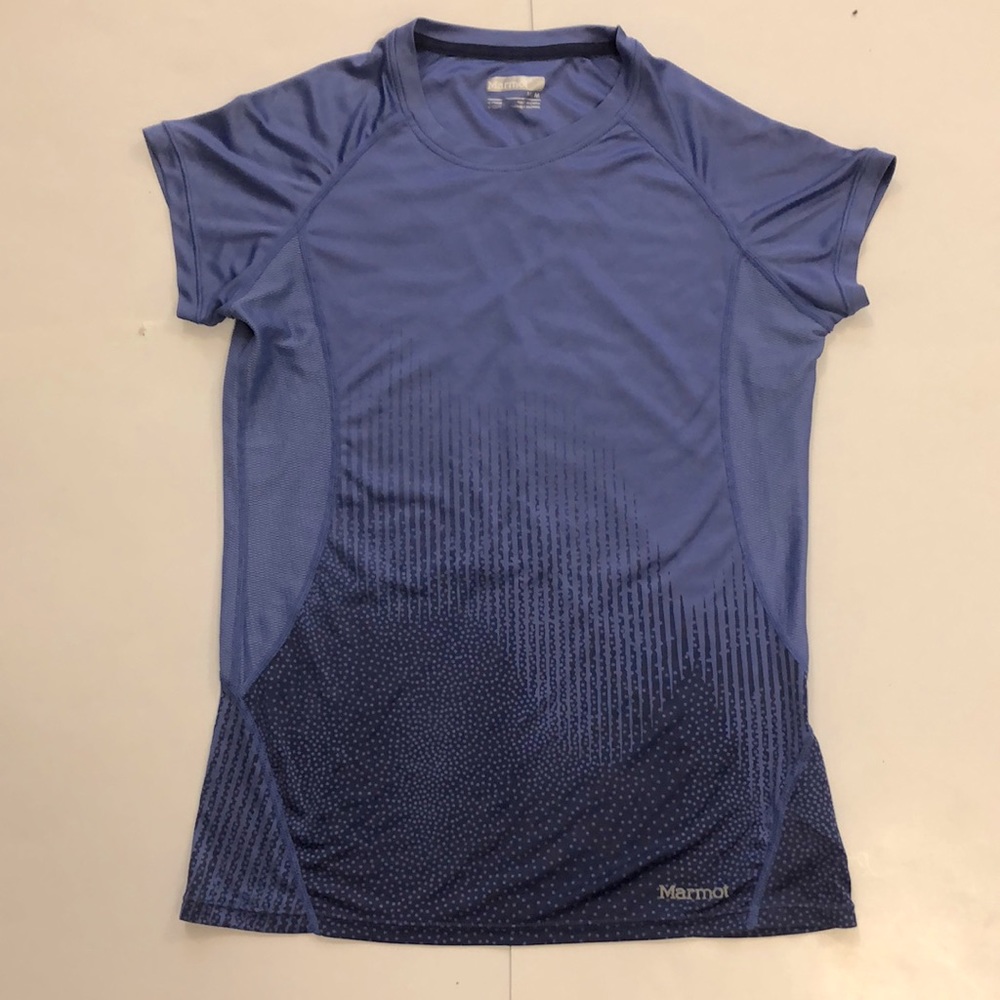 Marmot M Top Blue Grey Design Exercise structure short sleeve crew Excellent